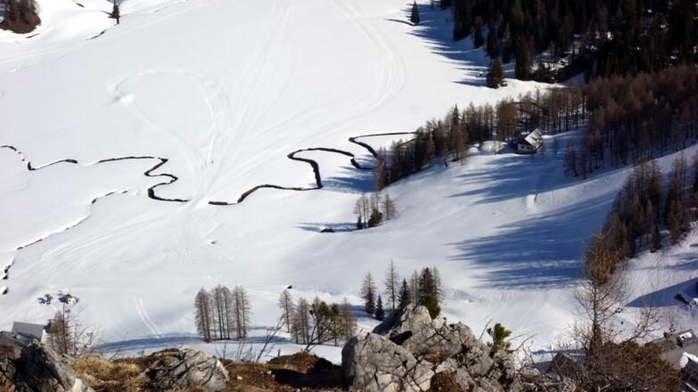 Teichlboden mit Mäander, Tiefblick