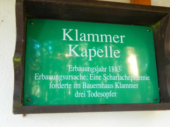 Tafel an der Klammer-Kapelle
