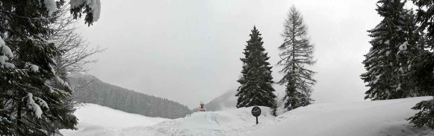 Weite Ebene vor dem Anstieg