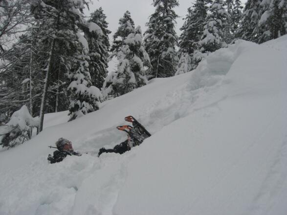 Winterfreuden beim Abstieg.
