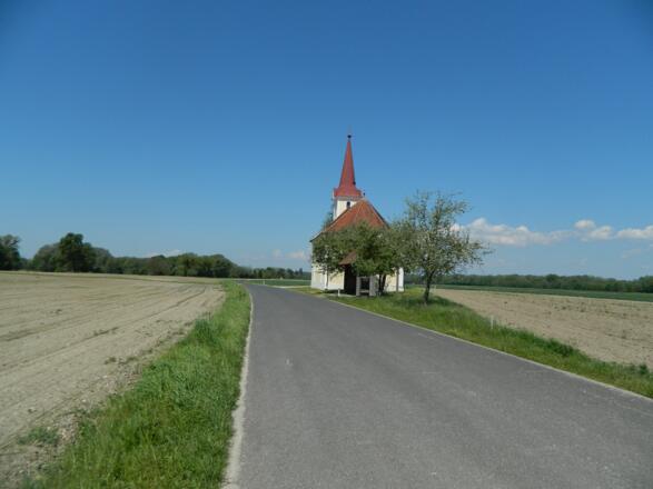 Strengberger Au: die Bauernhäuser wurden geschliffen, die Kirche ist geblieben