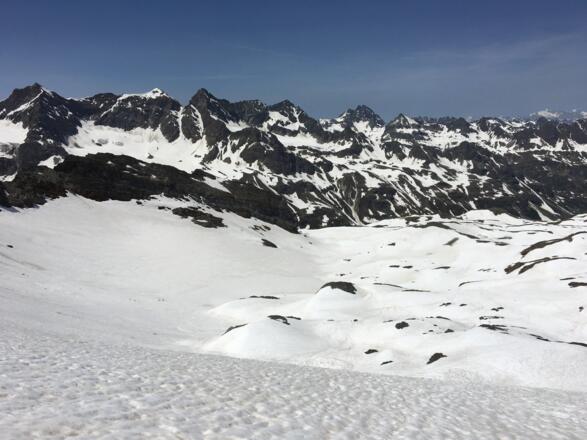 Blick zurück beim Aufstieg zur Rauhkopfscharte