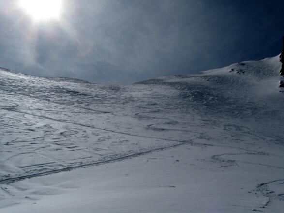 Rückblick zum schönen Steilhang.