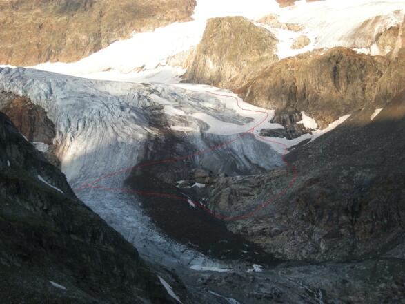 Einstiegsvarianten, Umgehung der Steinschlagzone