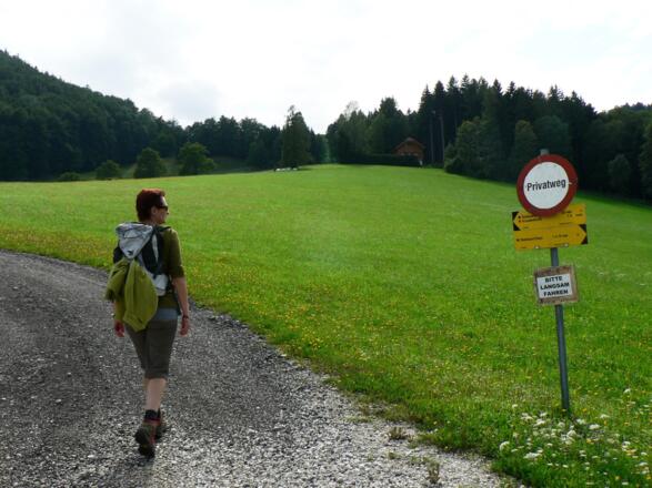 Von hier ein Stück über eine Schotterstraße am Weg Nr. 11 ...