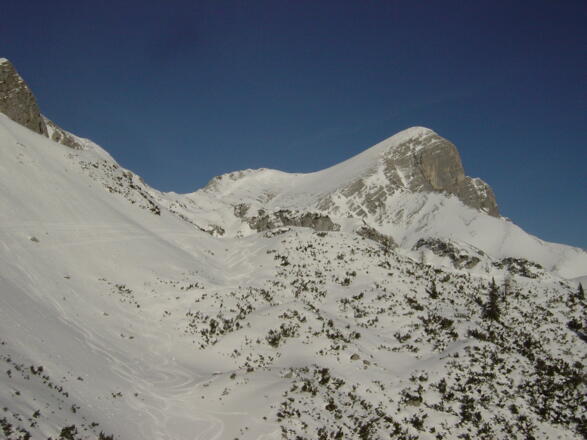 Blick vom Sattel hinüber zum Gipfel des Scheiblingsteins