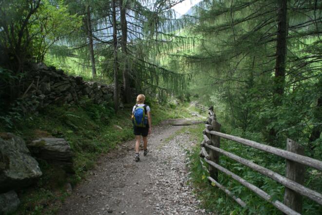 Schon wenige Minuten nach dem Wanderparkplatz Knuttental, zweigen wir rechterhand in den Fußweg nach Rein ein.