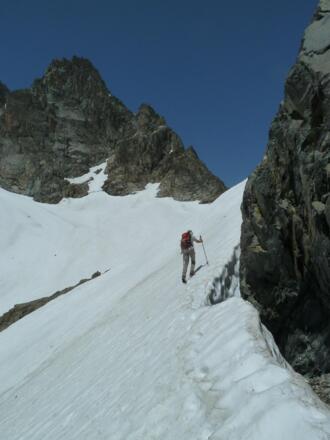 Das letzte Stück steigt man auf dem Vadret Vermunt hoch zum Pass