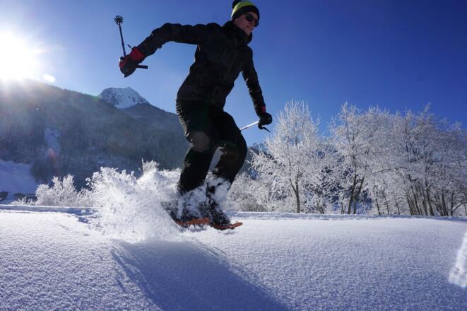 Ein Abschnitt kann man (auch ohne zu springen) mit Schneeschuhen begehen