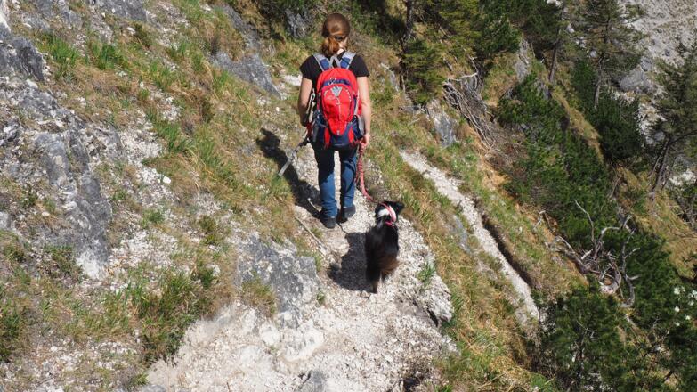 steiler Abstieg in Serpentinen