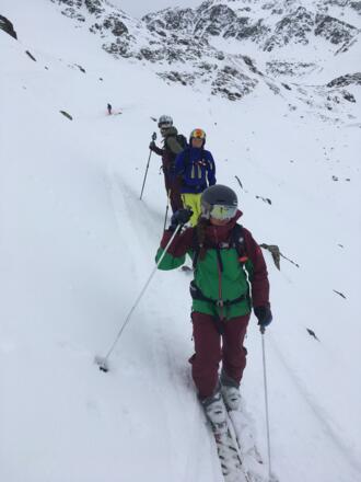 Auf der Traverse im Hinterrendl