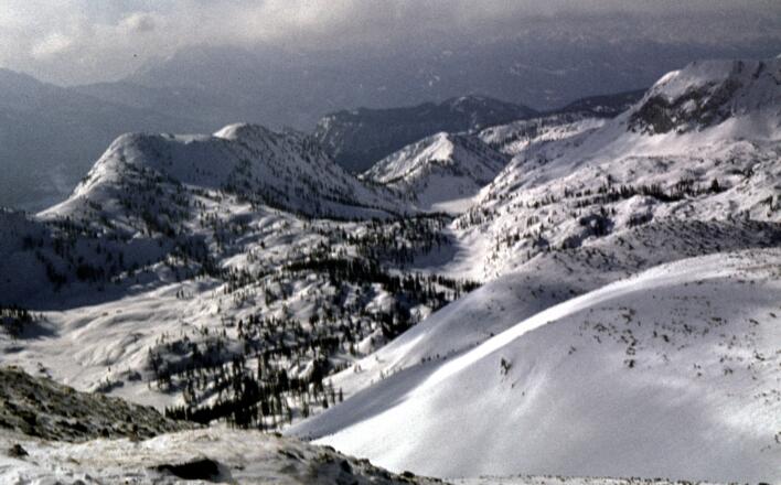 Blick vom Almkogel in Richtung Leistalm und Tauplitz