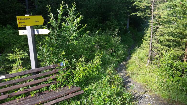 Bei der Brücke gehen Sie auf den Steig
