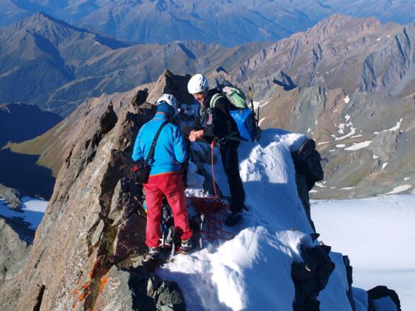 Kanzel 3580m, hier anseilen auch bei besten Verhältnissen