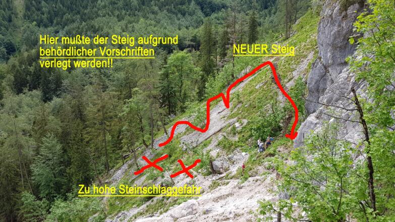 Die verlegte Wegstrecke im oberen Bereich.