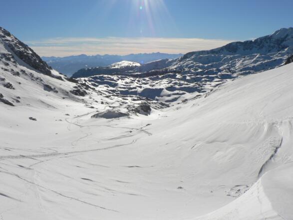 Von der Zwischenwändscharte Blick zurück nach Süden zu den Niederen Tauern