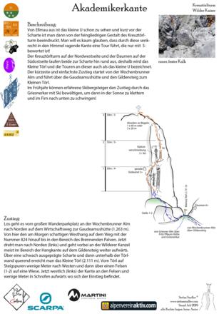 Akademikerkante am Kreuztörlturm - Topo der Klettertour im Wilden Kaiser