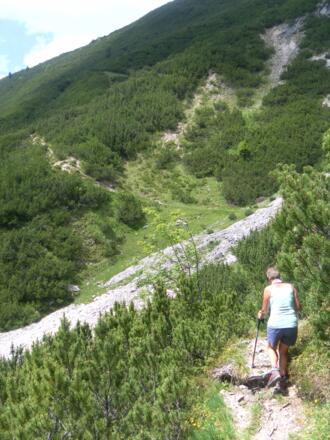 Einstieg oberhalb der Hallerangeralm
