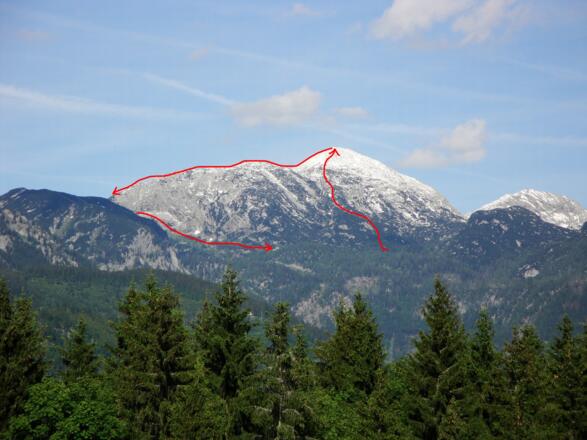 Wegverlauf oberhalb der Ischler Hütte