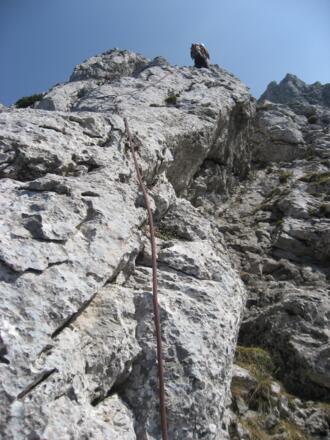 NW-Grat 1.SL,  plattiger Fels auf der Einstiegsrippe