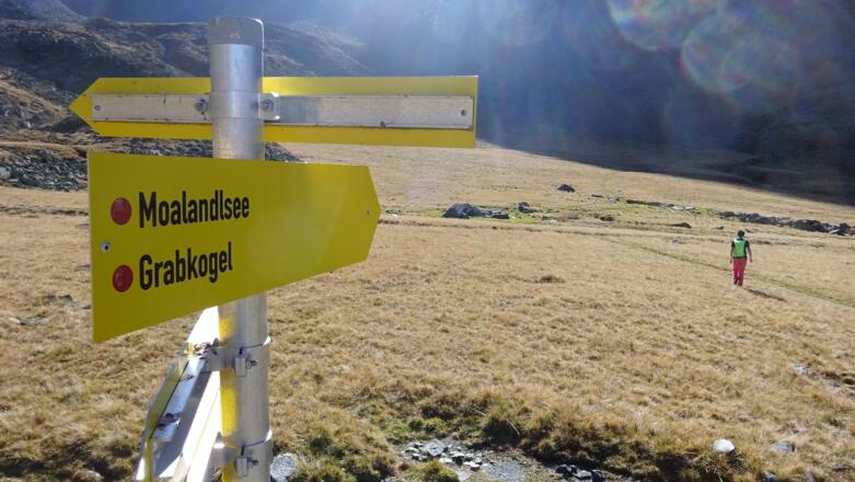 Weggabelung, links gehts zu Luibisscharte, Luibiskogel und Hauerseehütte, rechts zu unserem Ziel.