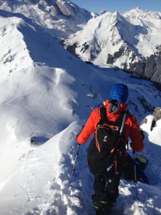 Vom Gipfel mit Blick zum Schwarzhornsattel