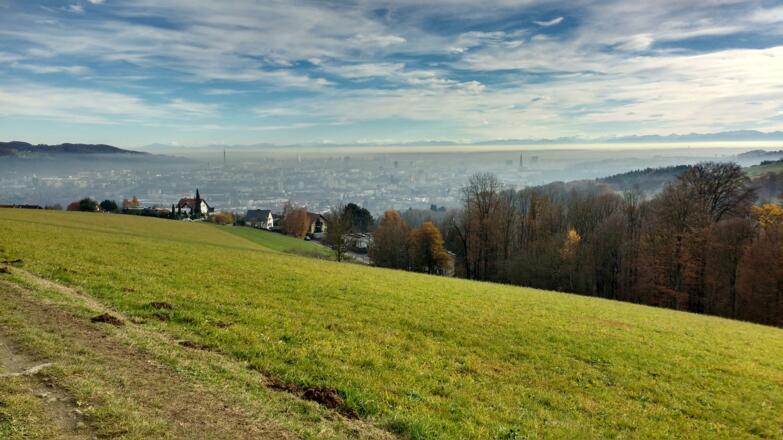 Blick über Linz von der Bachlbergkapelle aus gesehen