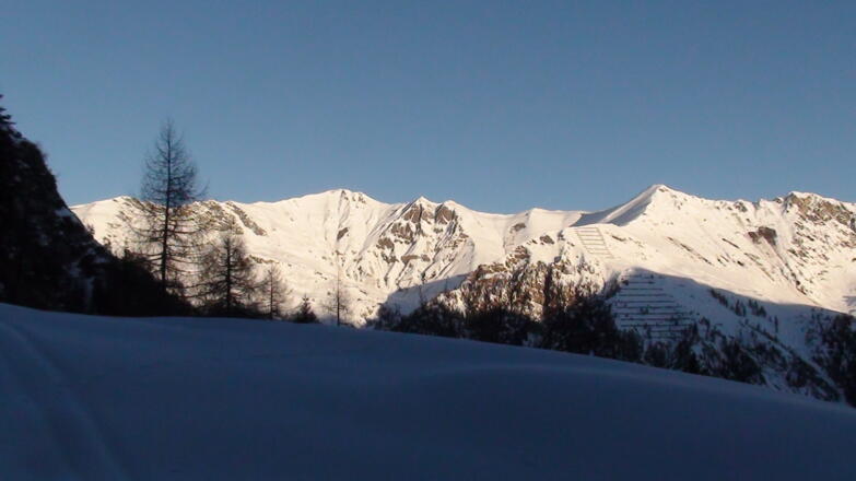Schafseitenspitze 2602 m  Pliderling 2480 m (Felsgipfel) und Scheibenspitze 2489 m (von links nach rechts)