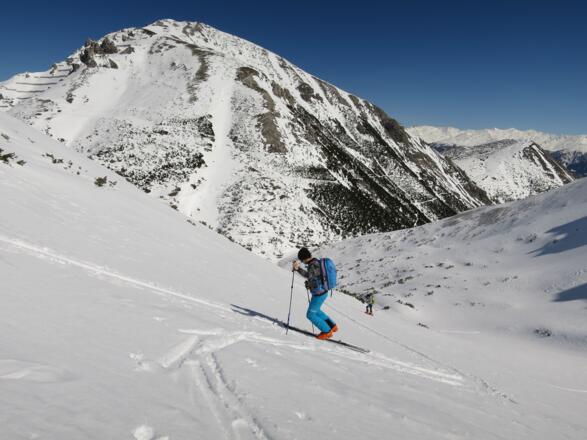 Unsere Aufstiegsoute auf die Nockspitze wird nun gut sichtbar.