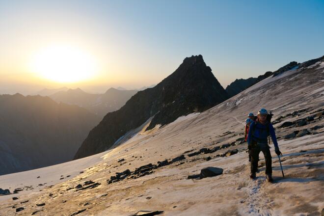 Querung über Blankeis unterhalb des Hohenwartkopfes.