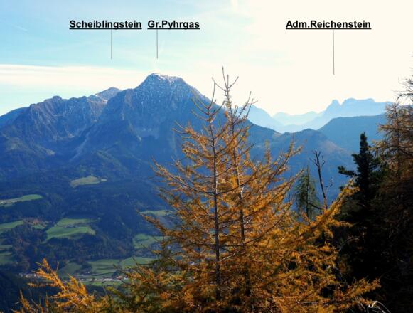 Blick ostwärts, Pyhrgas und Gesäuse