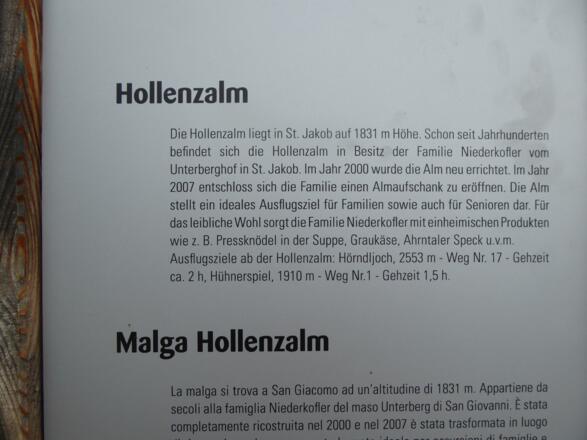 Informationstafel zur Hollenzalm
