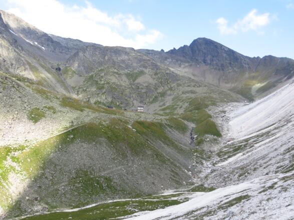 Das Felskar oberhalb der Einstiegsrinne