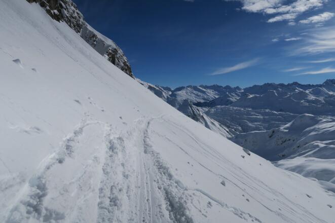 Auf der Querung zum Einstieg