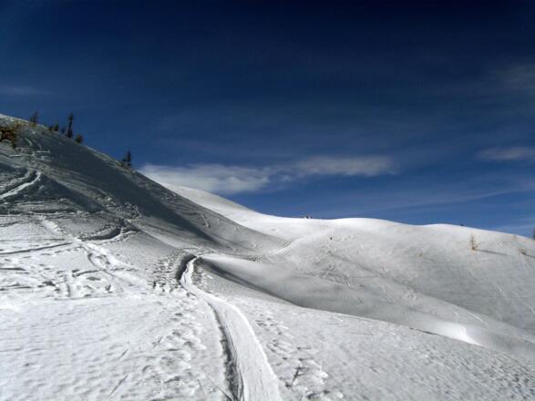 Aufstieg über schönstes kuppiertes Schigelände.