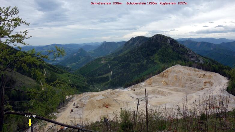 1227m, Abstieg zum Steinbruch 1130m