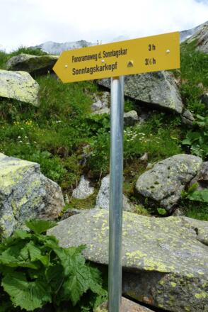 Wegweiser an Kasseler Hütte