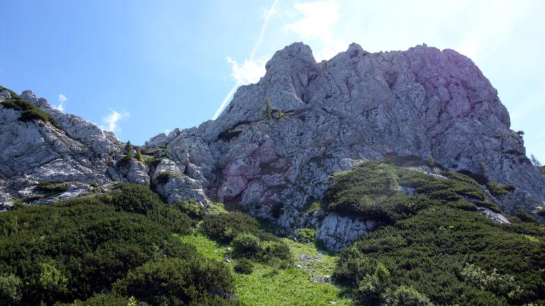Westwandabstieg, Weg 1650m erreicht