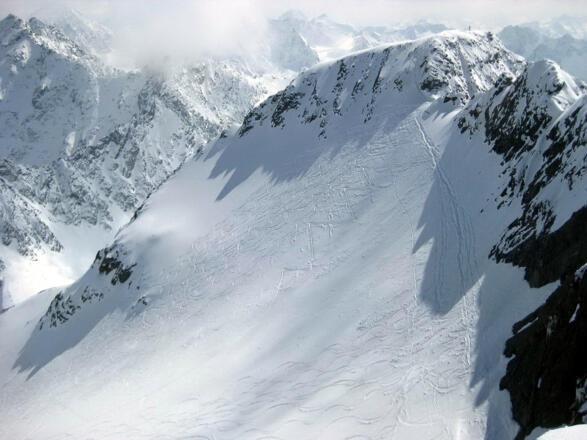 Gipfelanstieg vom Gleirscher Fernerkogel gesehen