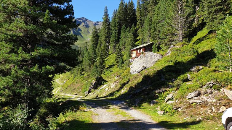 Hier endet der Forstweg und der Steig zum Torhelm beginnt