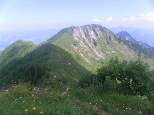 Rückblick zu Guntenkopf und Hangspitze