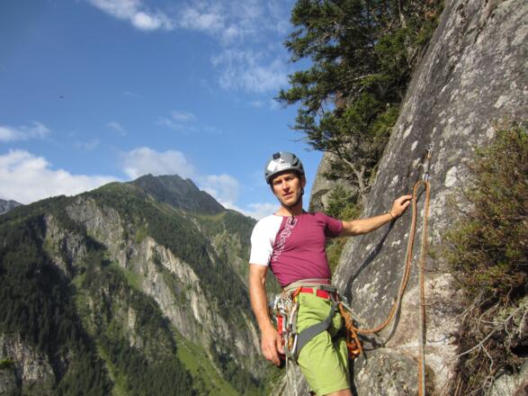 Start in die 3. Seillänge der Tour Leider Geil