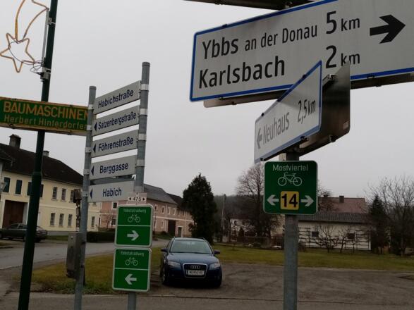 Radwegetafeln in Ennsbach