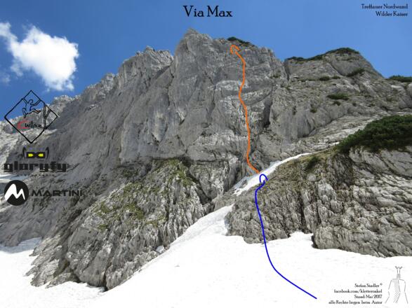Wandbild Klettertour Via Max in der Treffauer Nordwand im Wilden Kaiser