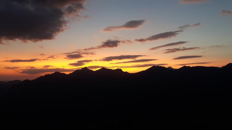 Sonnenuntergang auf der Hütte