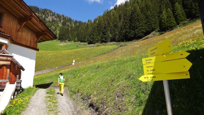 Gleich hinter dem Bauernhof führt der Weg weiter Richtung ...