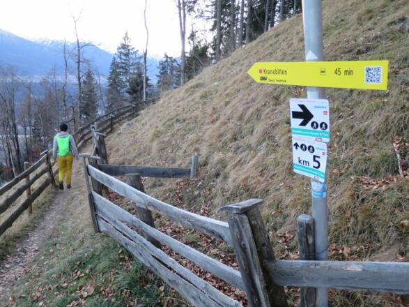 Vom Rauschbrunnen den Wegweisern "Kranebitten" folgend in 30