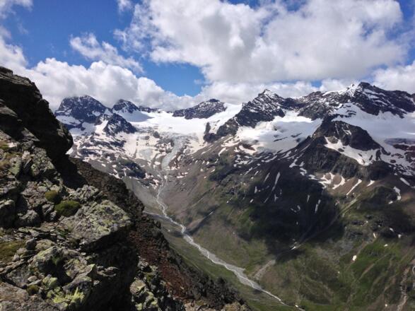 Blick vom Hohen Rad auf die Gletscherwelt der Silvretta