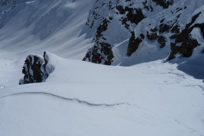 Ausstieg aus der Steilrinne.