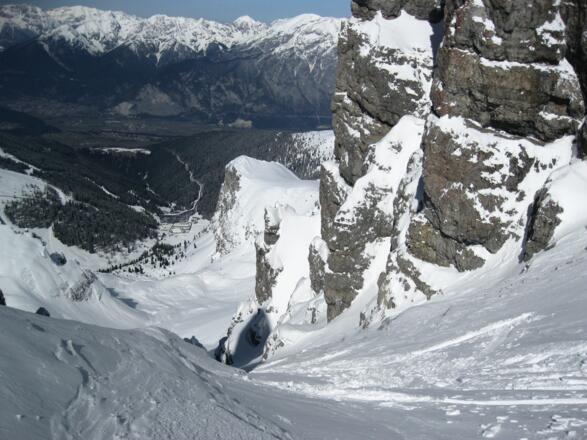 Einfahrt in den obersten Teil der Rinne